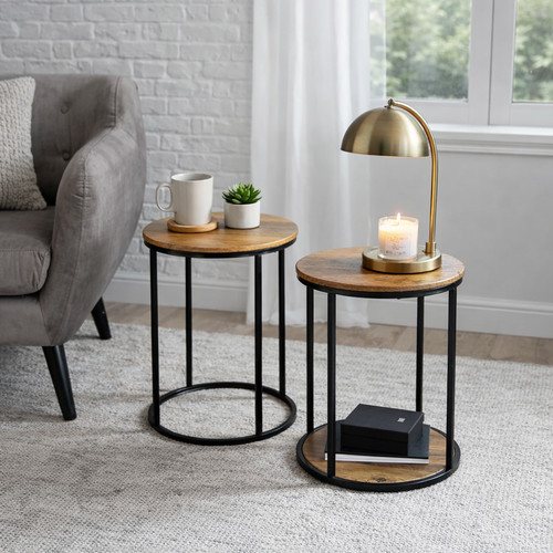 Nest tables rustic oak - of, 2