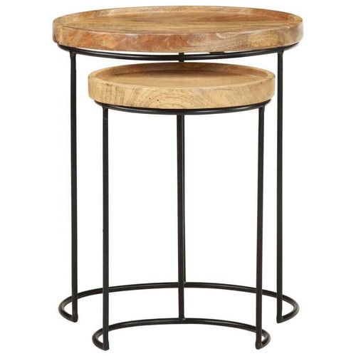 Round solid wood nest - of, 2