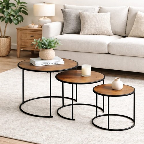 Set round table - 3, oak